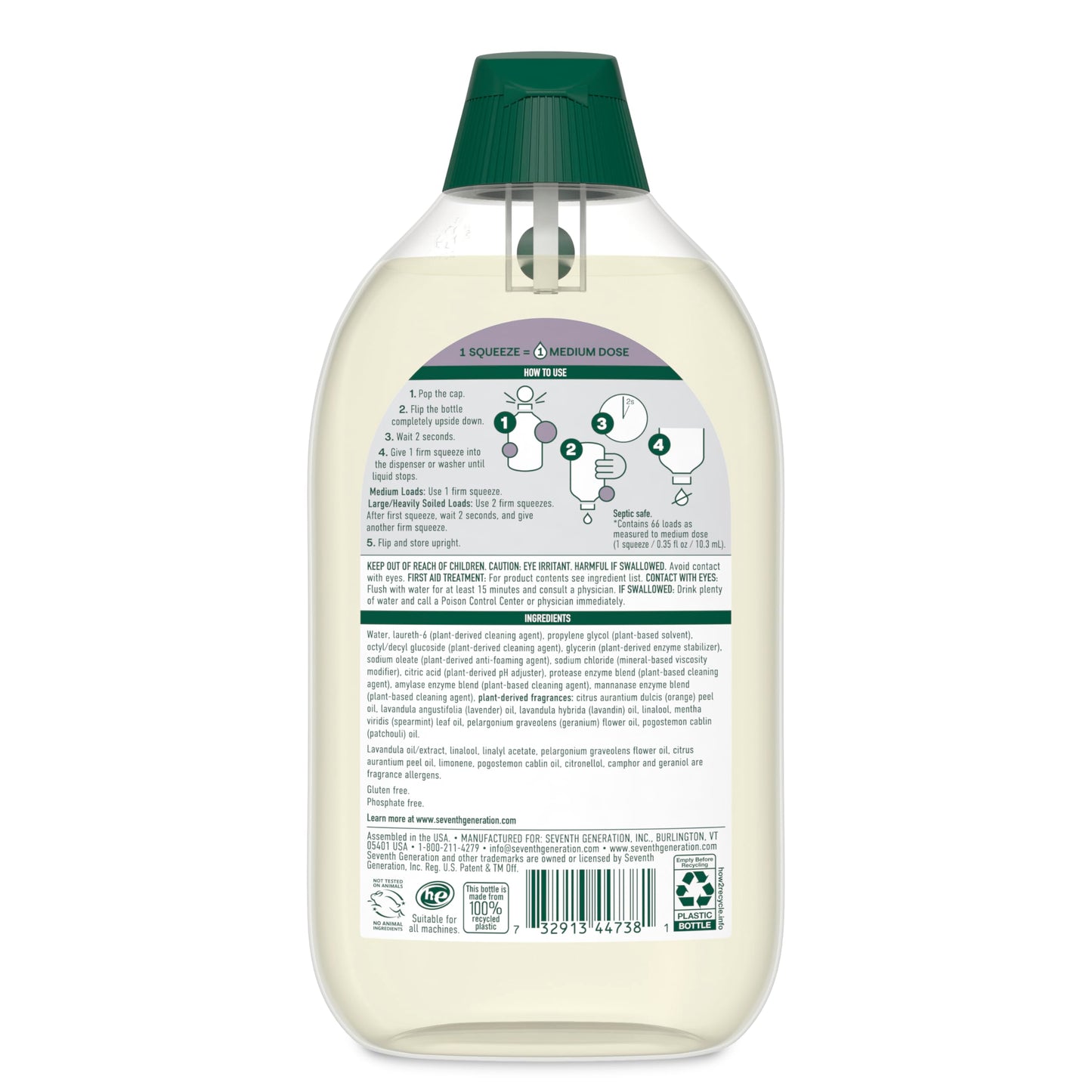 Seventh Generation EasyDose Laundry Detergent Fresh Lavender Ultra Concentrated Washing Detergent 23 oz