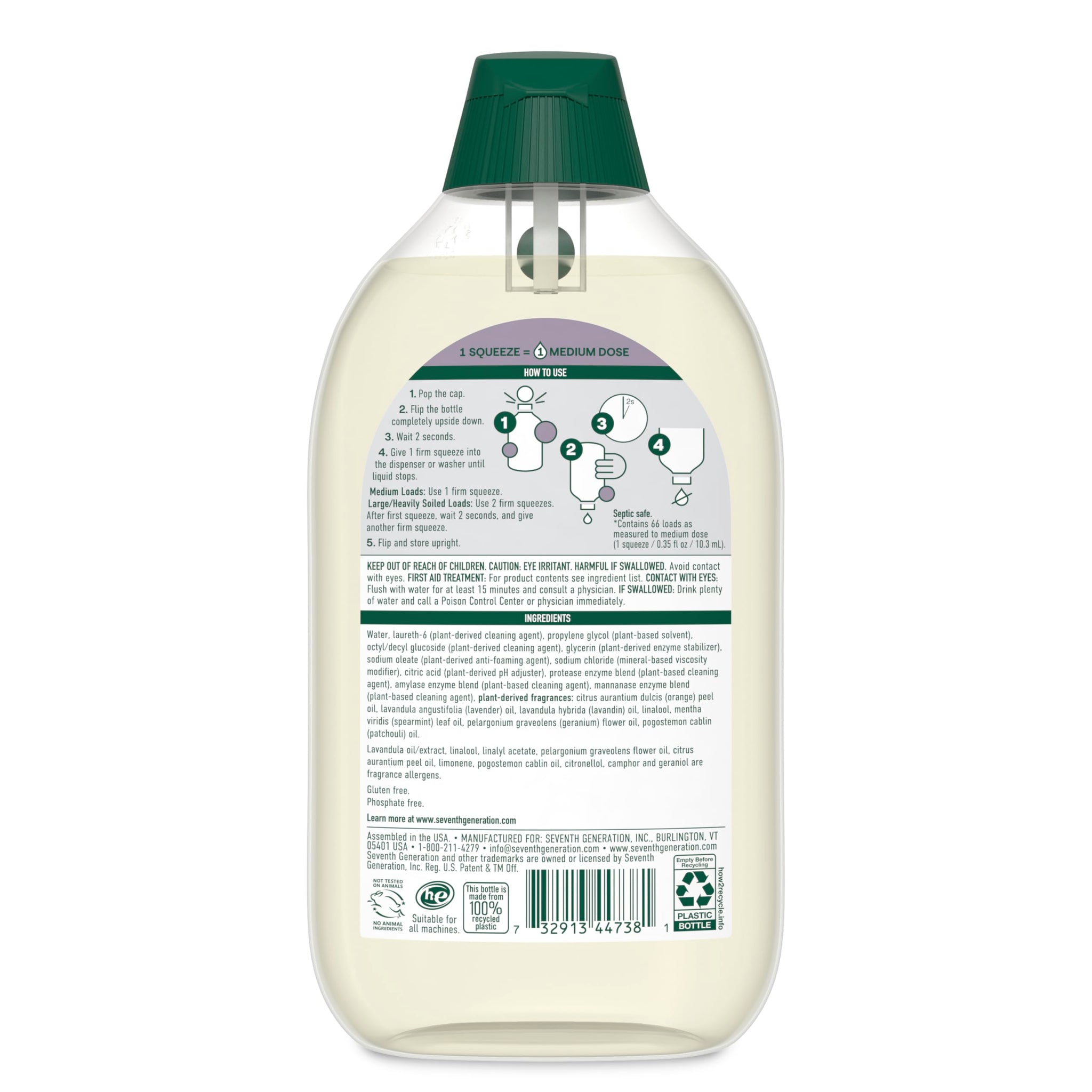 Seventh Generation EasyDose Laundry Detergent Fresh Lavender Ultra Concentrated Washing Detergent 23 oz