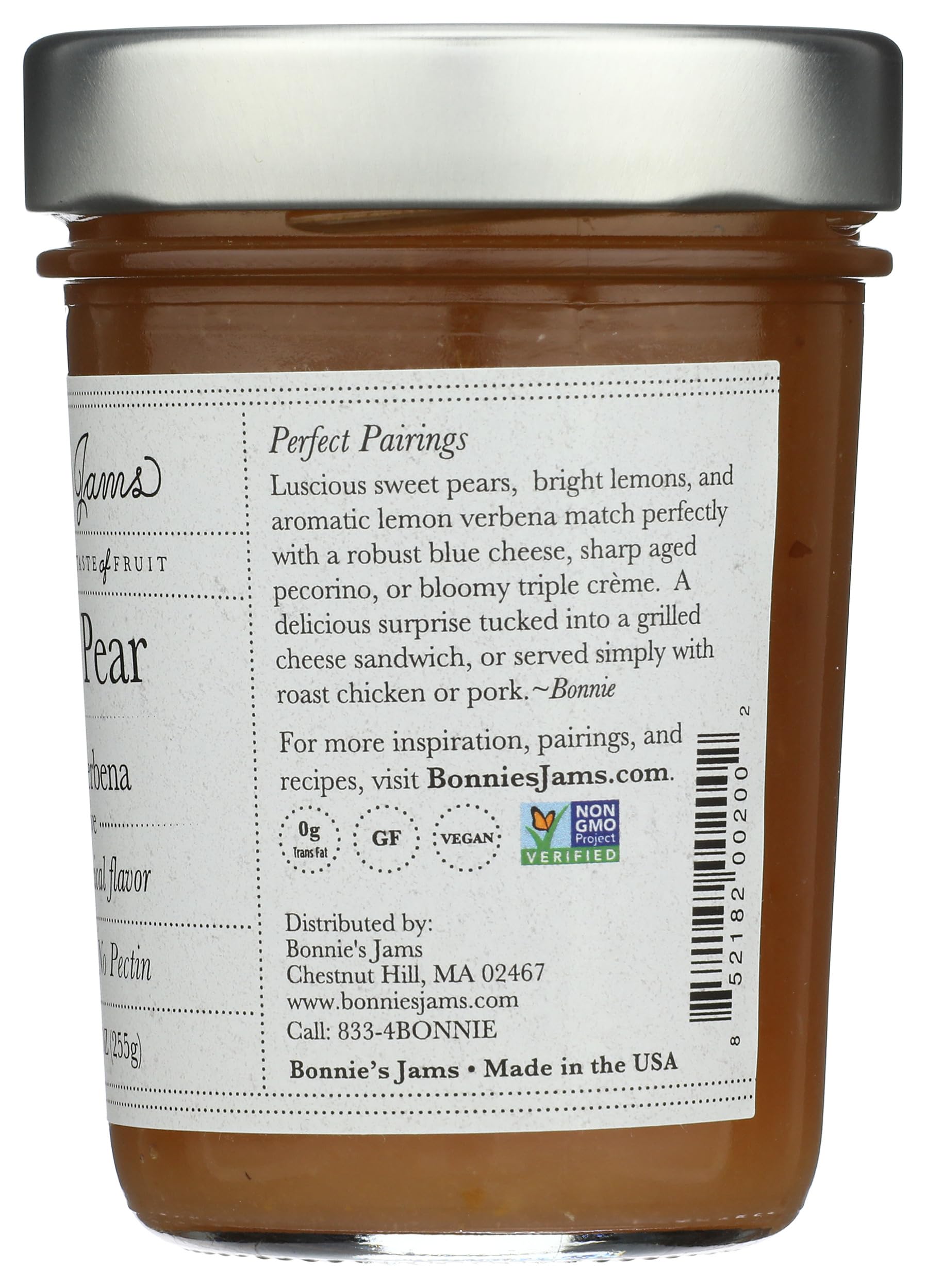 Bonnies Jams Lemon Pear with Lemon Verbena Jam, 8.75 OZ