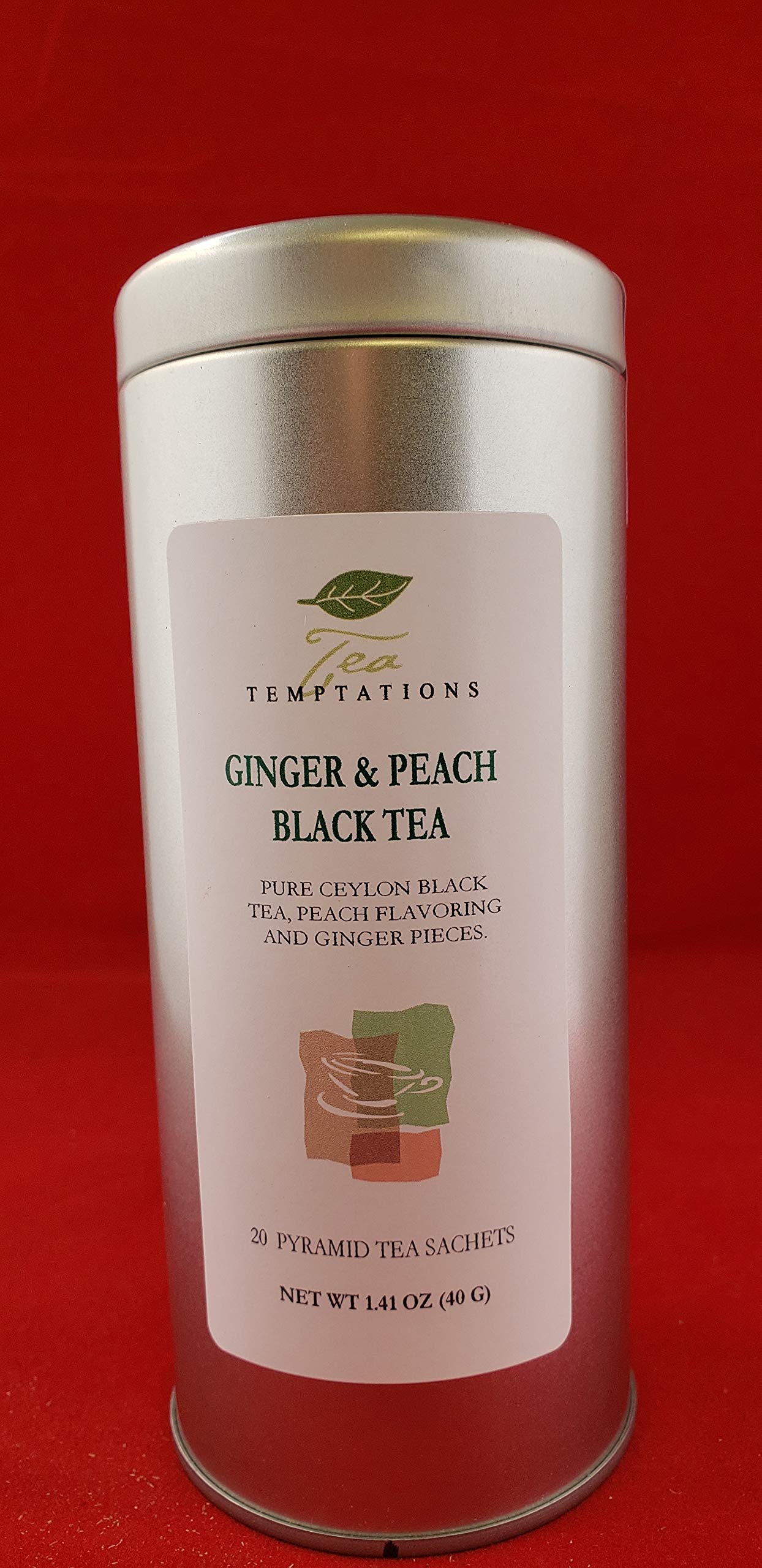 Ginger Peach Black Tea in Pyramid Sachets (2 Tins)