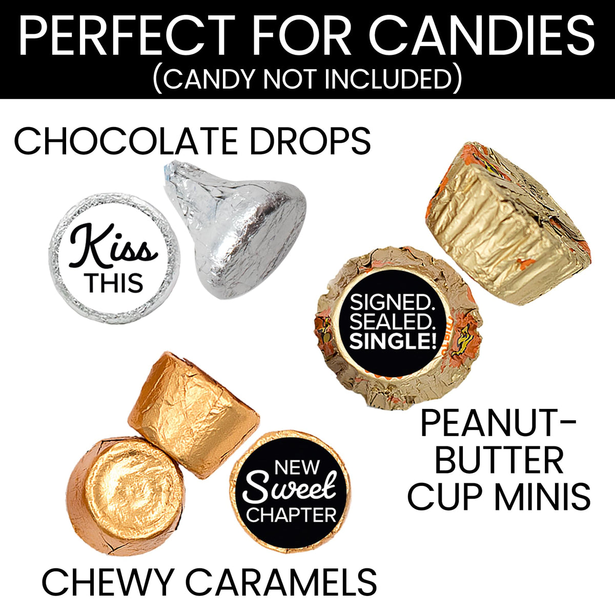 Divorce Party Candy Stickers, Signed Sealed Single, 216 Count