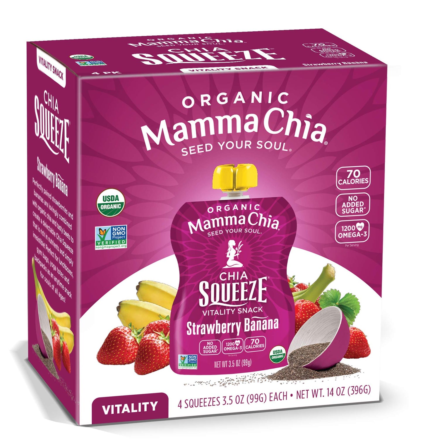 Mamma Chia Organic Strawberry Banana Chia Squeeze, 400 GR