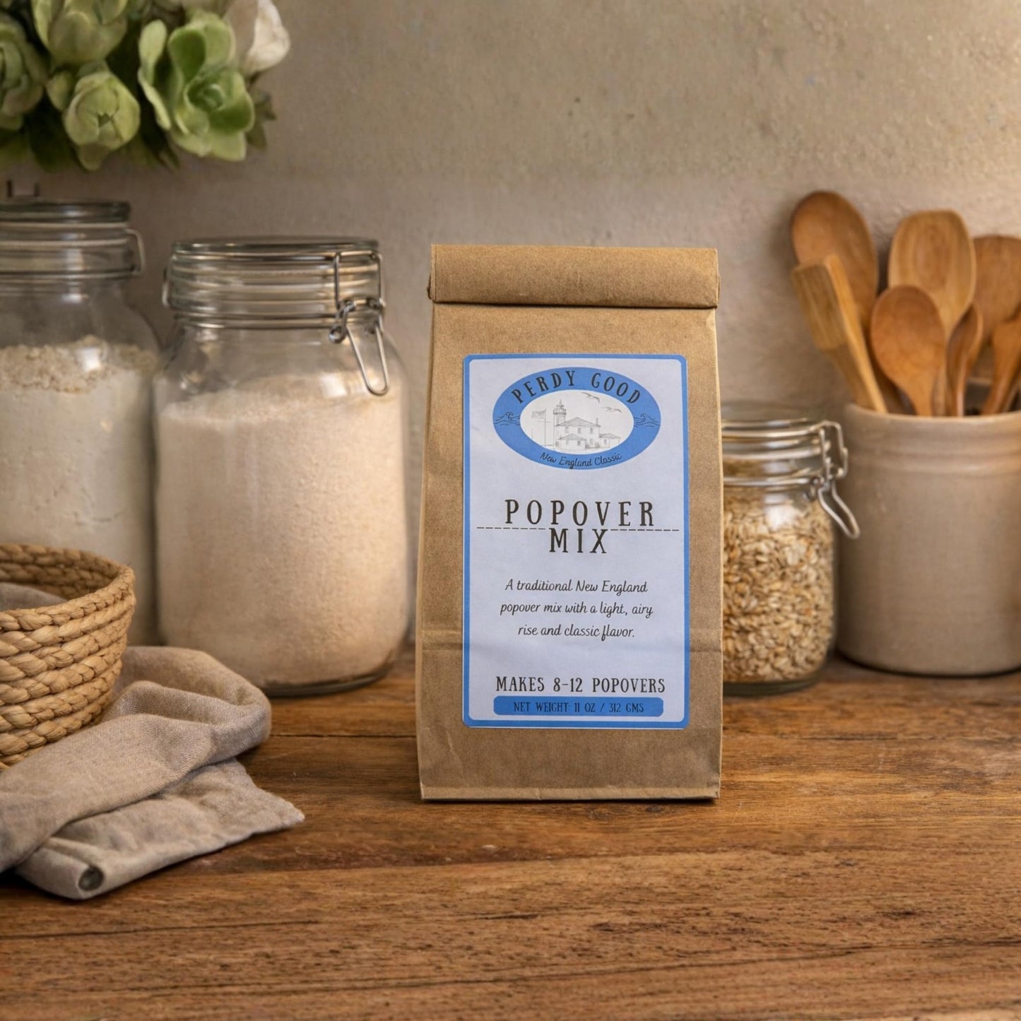 Perdy Good Blue Ribbon Popover Mix - Traditional New England Popovers (11 oz) - Made in Maine - All Natural Popover Baking Mix