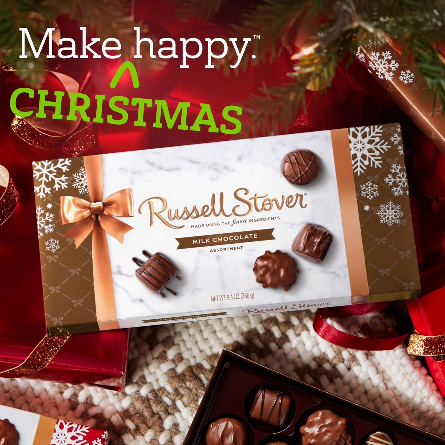 RUSSELL STOVER Christmas Milk Chocolate Candy Assortment Gift Box, 9.4 oz.