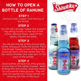 Shirakiku Ramune Variety pack, 6 Count, 6.76 Fl Oz Glass Bottles, Japanese Carbonated Soft Drink