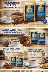 Premium Selection Ground Coffee Bland 2 Pack (5 lb Each) Arabica beans Restaurant blend