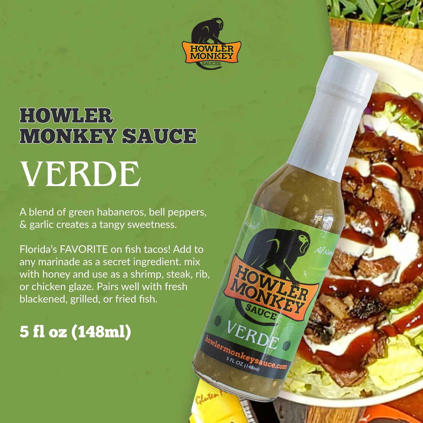 Howler Monkey Sauce - Verde Hot Sauce - 5 Fl Oz (Pack of 1)