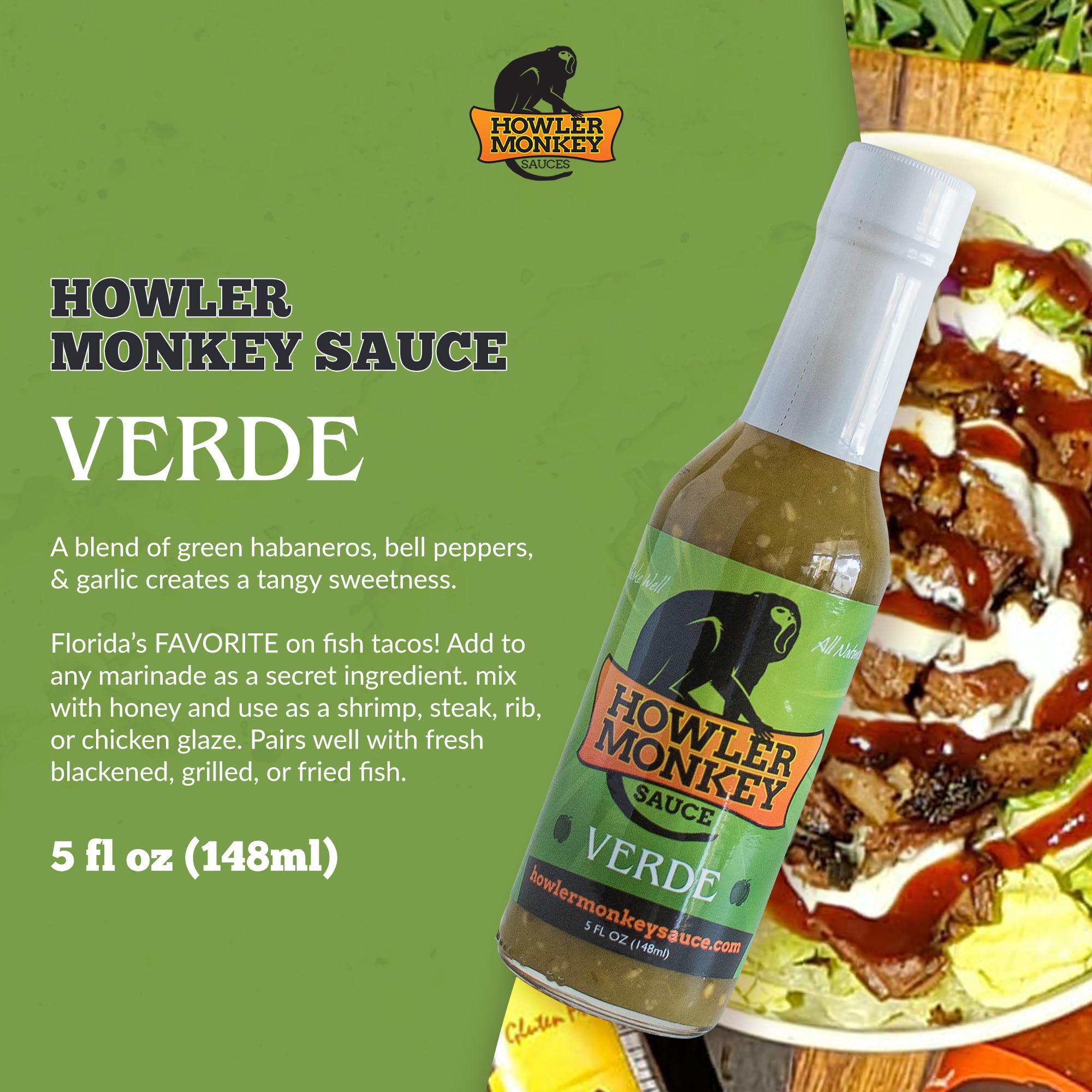 Howler Monkey Sauce - Verde Hot Sauce - 5 Fl Oz (Pack of 1)