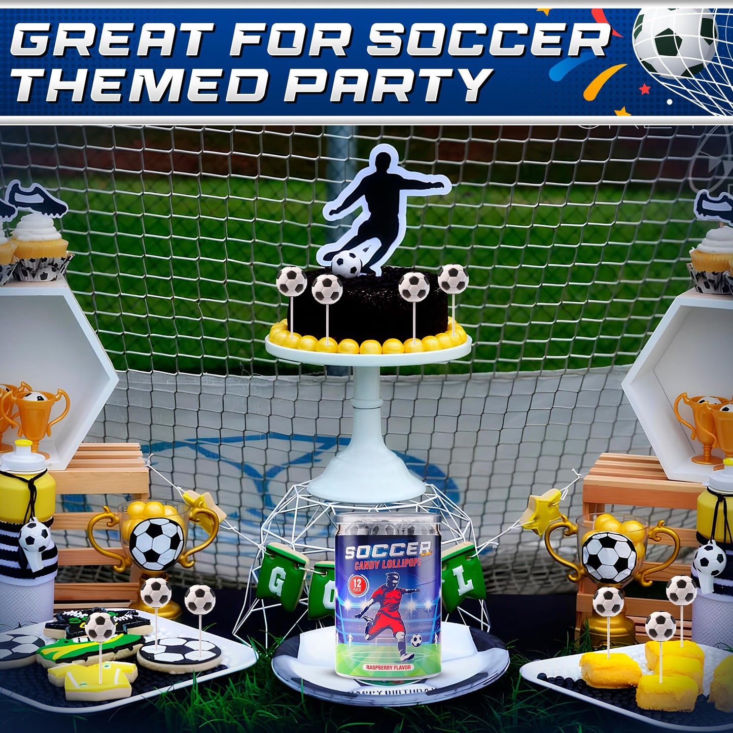 Soccer Lollipops 12pk- Soccer Candy For Soccer Party Favors - Soccer Ball Candy For Soccer Birthday Party Decorations-Soccer Suckers & Snacks Soccer