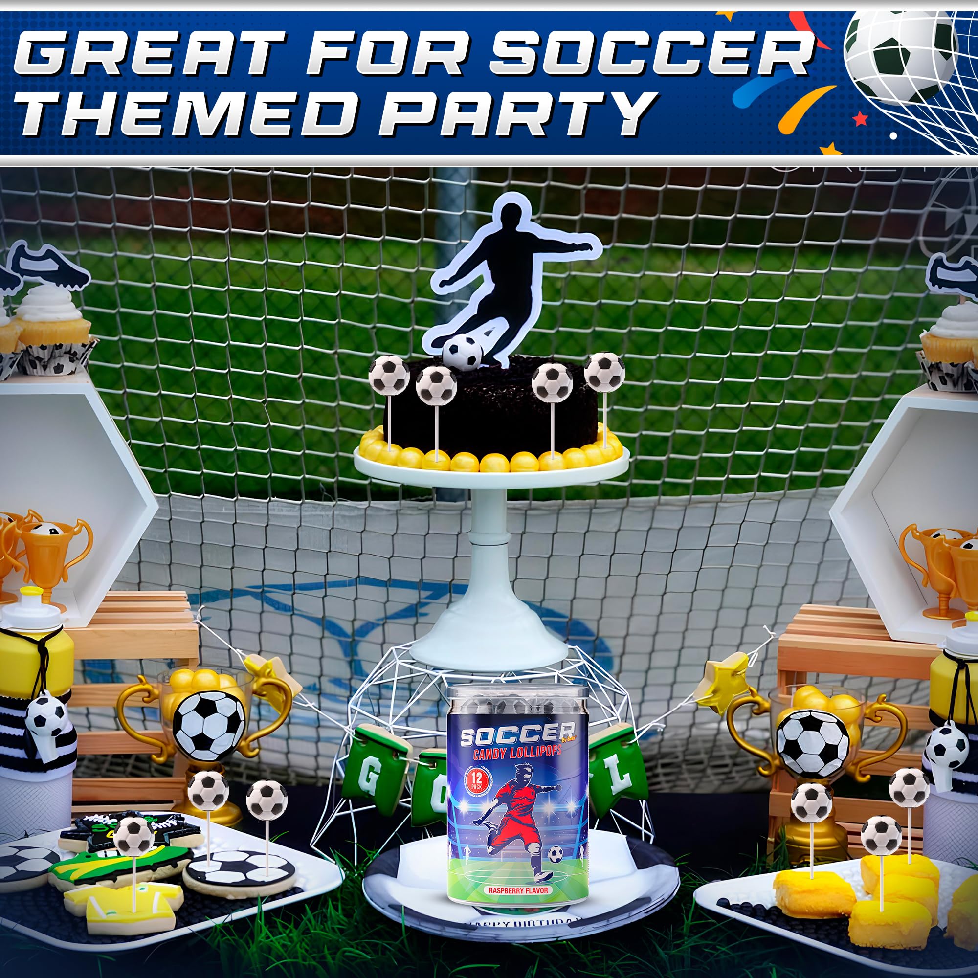 Soccer Lollipops 12pk- Soccer Candy For Soccer Party Favors - Soccer Ball Candy For Soccer Birthday Party Decorations-Soccer Suckers & Snacks Soccer