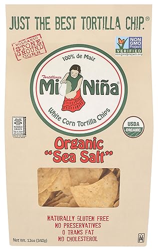 Tortilleria Mi Nina, Chip Tortilla White Corn Sea Salt, 12 Ounce