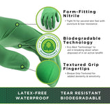 SHOWA 6110PF Sustainable EBT Latex-Free, Powder-Free, Nitrile Disposable Single Use Safety Gloves, 4 Mil, 9.5" Length, Small (1 Box/100 Gloves)