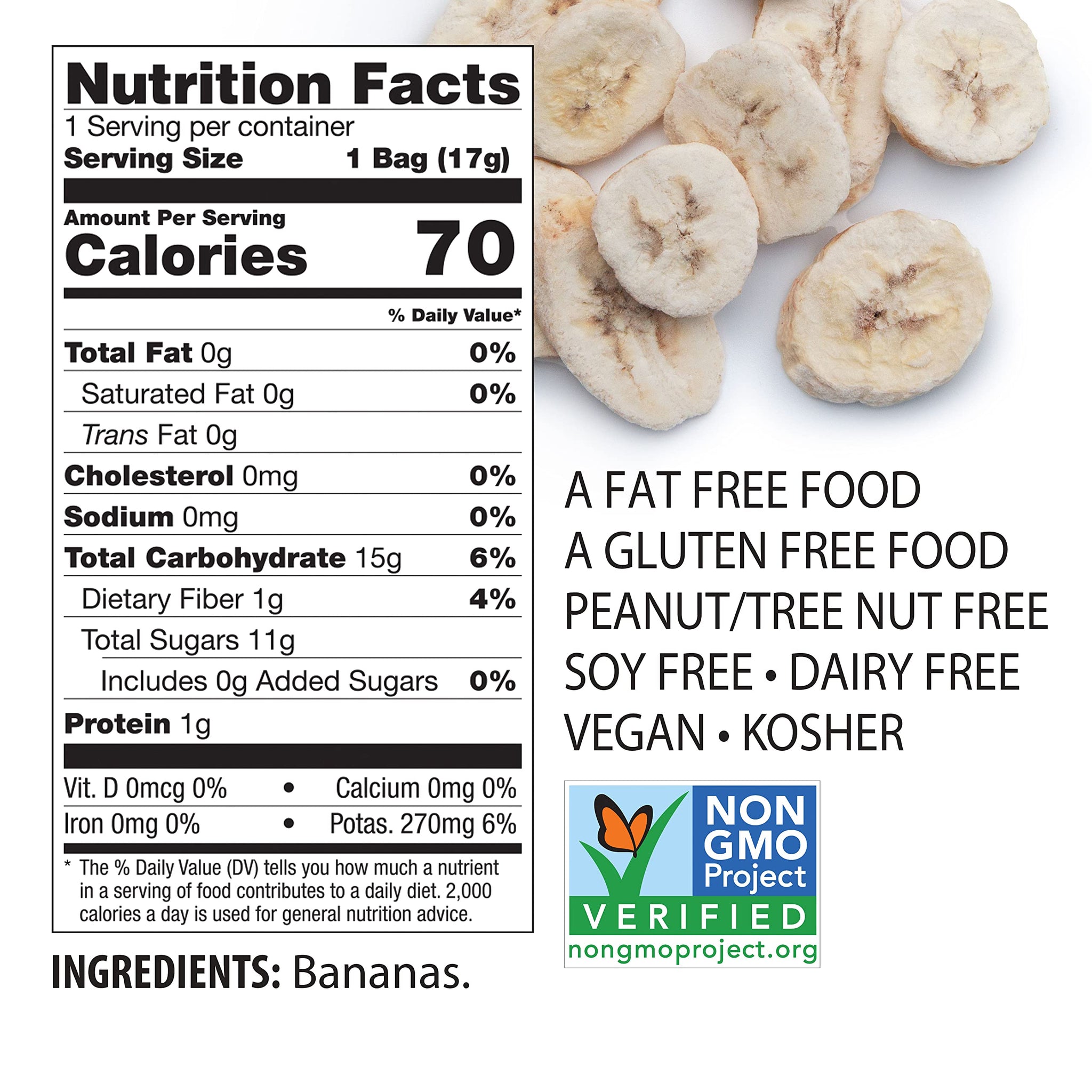 Brothers All Natural Freeze Dried Fruit Crisps, Banana, 0.59 Oz (Pack of 24), Made with 100% Fruit, Gluten Free, Soy Free, Vegan, Healthy Snack, Lunch