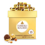 Ferrero Rocher, Premium Milk Chocolate Hazelnut, Individually Wrapped, 18-Count Gift Box, 7.9 oz