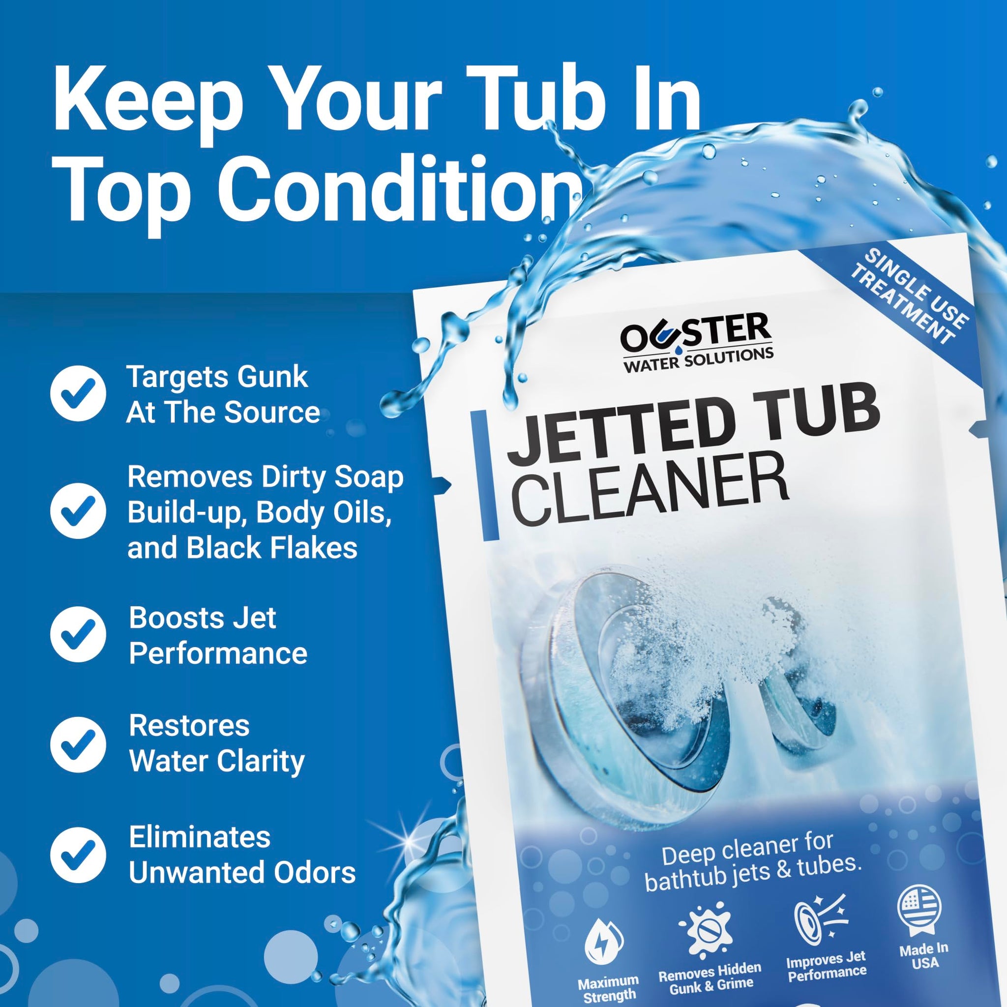 Bio Ouster Jetted Tub Cleaner Kit - Jet and Jacuzzi Tub Cleaner for Jets, Tubes, and Bathtubs - Includes Microfiber Towel - Professional Grade