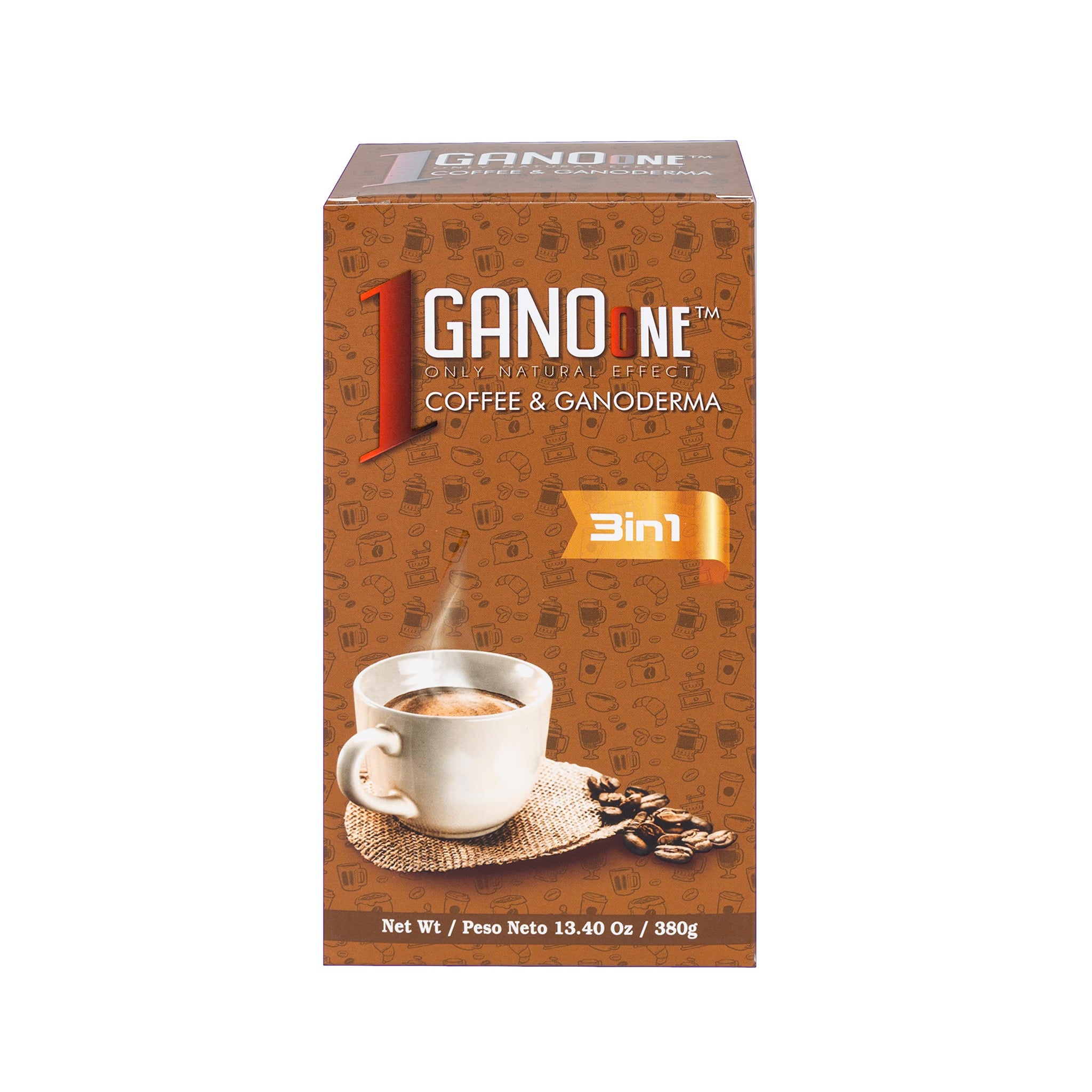 GanoOne 3-in-1 Instant Coffee with Organic Reishi Mushroom Extract, Creamer & Sugar, 40 Sachets (2 Boxes)
