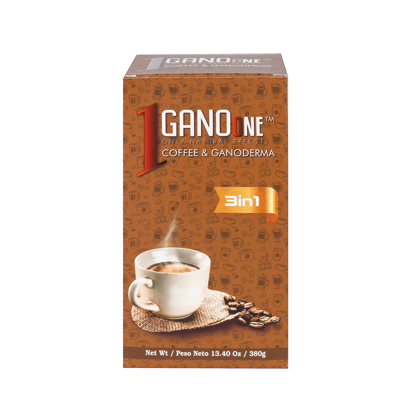 GanoOne 3 in 1 Reishi Mushroom Instant Coffee with Organic Ganoderma, Creamer & Sugar - 20 Boxes (400 Single-Serve Sachets)
