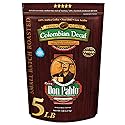 Don Pablo Colombian Decaf - Swiss Water Process Decaffeinated - Medium-Dark Roast Gourmet Coffee - 100% Arabica Whole Bean, Non-GMO, Low Acidity, 5