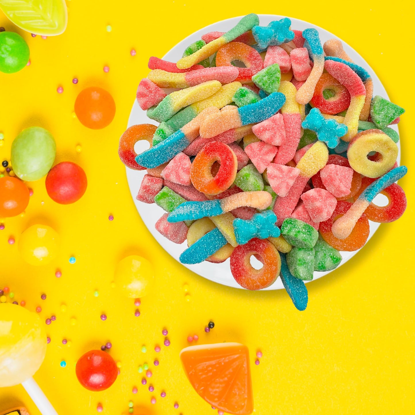Gummy Candy Mix | 2-Pound Bag | Sweet & Sour Gummies for Candy Buffets, Dessert Decorating & Snacking | Peach Rings, Watermelon Slices, Worms, Bears |