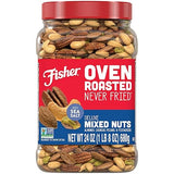 Fisher Oven Roasted Never Fried Deluxe Mixed Nuts, 24 Ounces (Pack of 1), Almonds, Cashews, Pecans, Pistachios, Healthy Snacks for Adults, Made