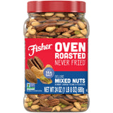 Fisher Oven Roasted Never Fried Deluxe Mixed Nuts, 24 Ounces (Pack of 1), Almonds, Cashews, Pecans, Pistachios, Healthy Snacks for Adults, Made