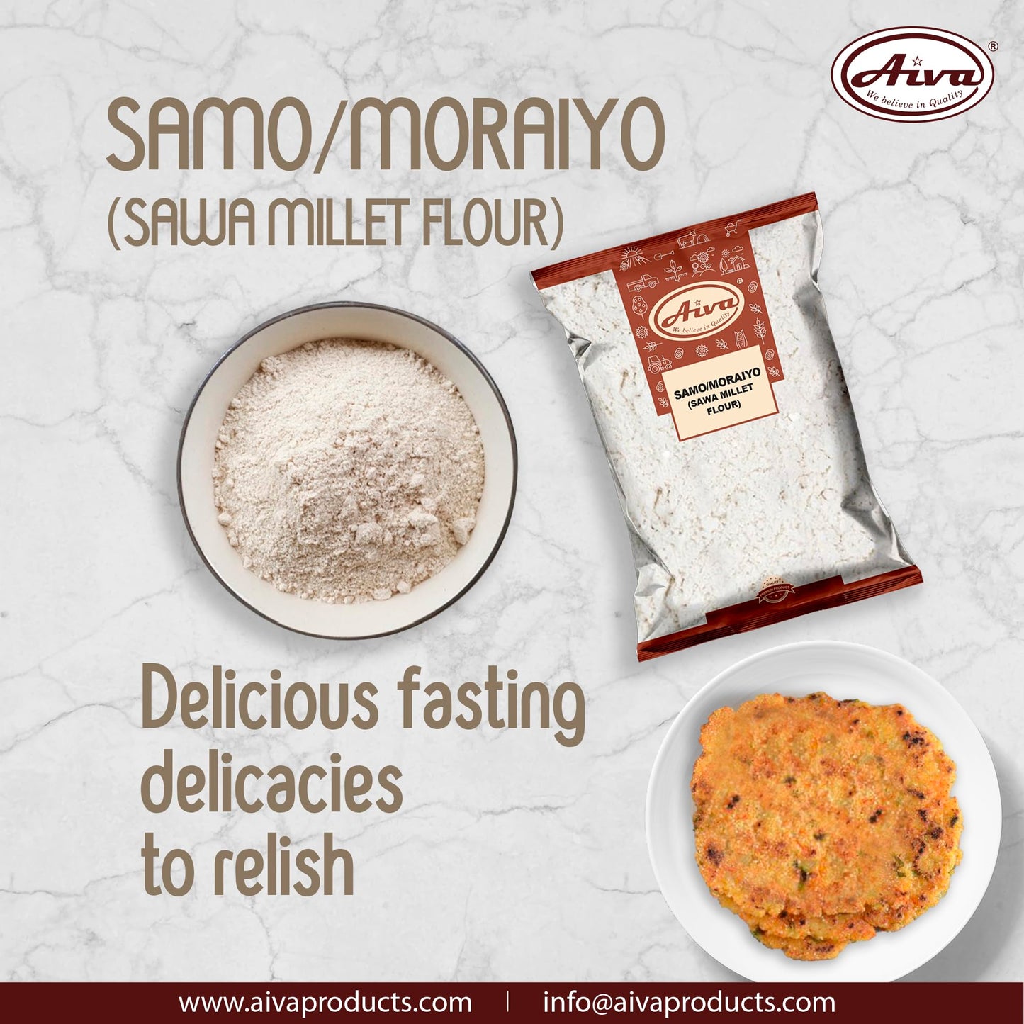Aiva Samo (Moraiyo) Flour | Sawa Millet Flour | Flour for Cooking and Baking | 4 LB