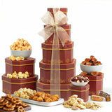 Broadway Basketeers Thank You Corporate Gift Box Tower - Premium Snack Tower with Cookies, Sweets and Savory - Corporate Gifts for Clients, Employees