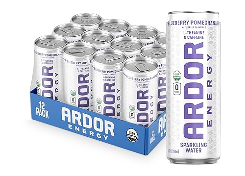 ARDOR ENERGY Sparkling Water with 100mg Natural Caffeine & 200mg L-Theanine from Organic Green Tea for Smooth Energy & Focus | Healthy Energy Drink |