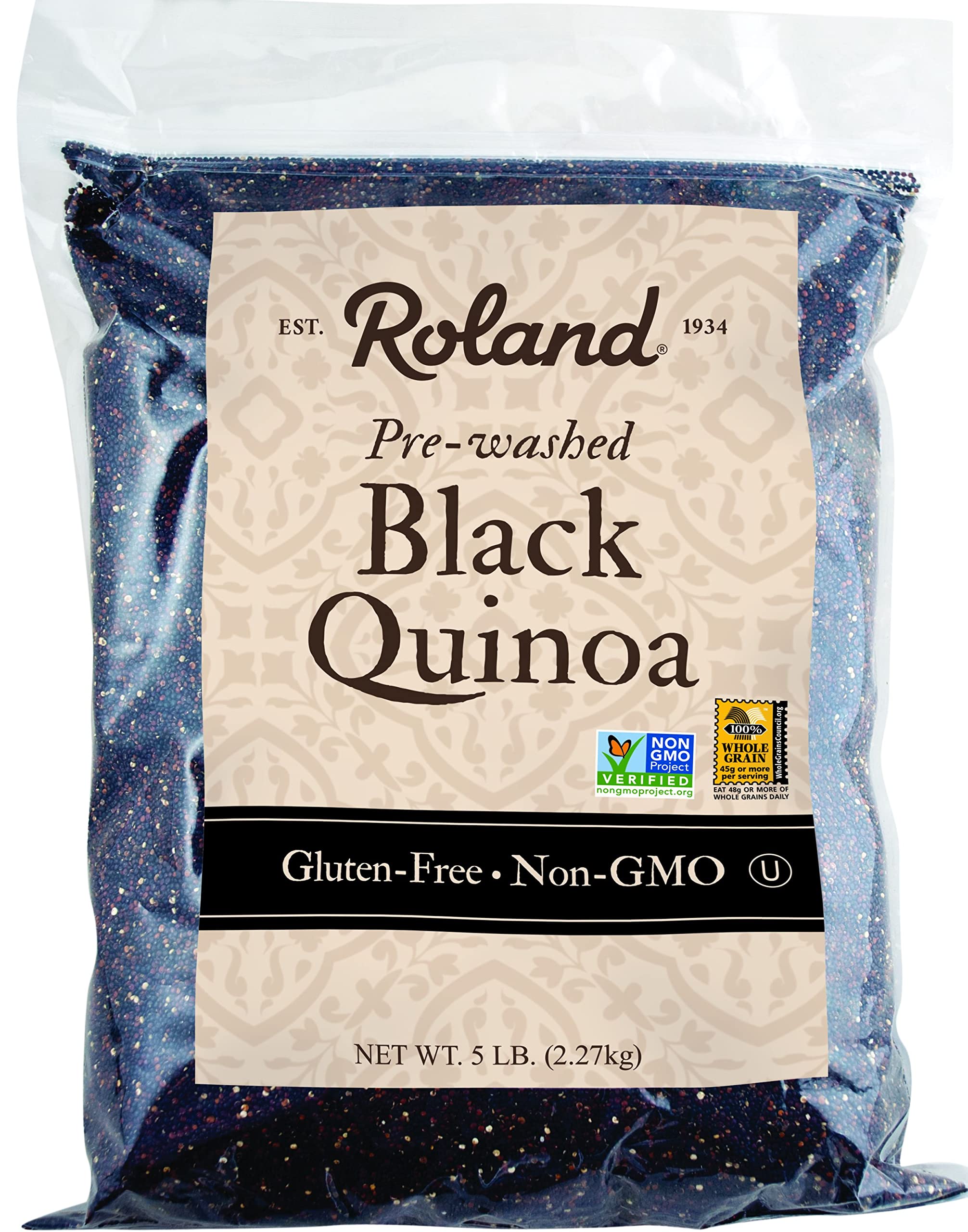 Roland Foods Black Quinoa from Peru, Pre-washed, 5 Lb Bag