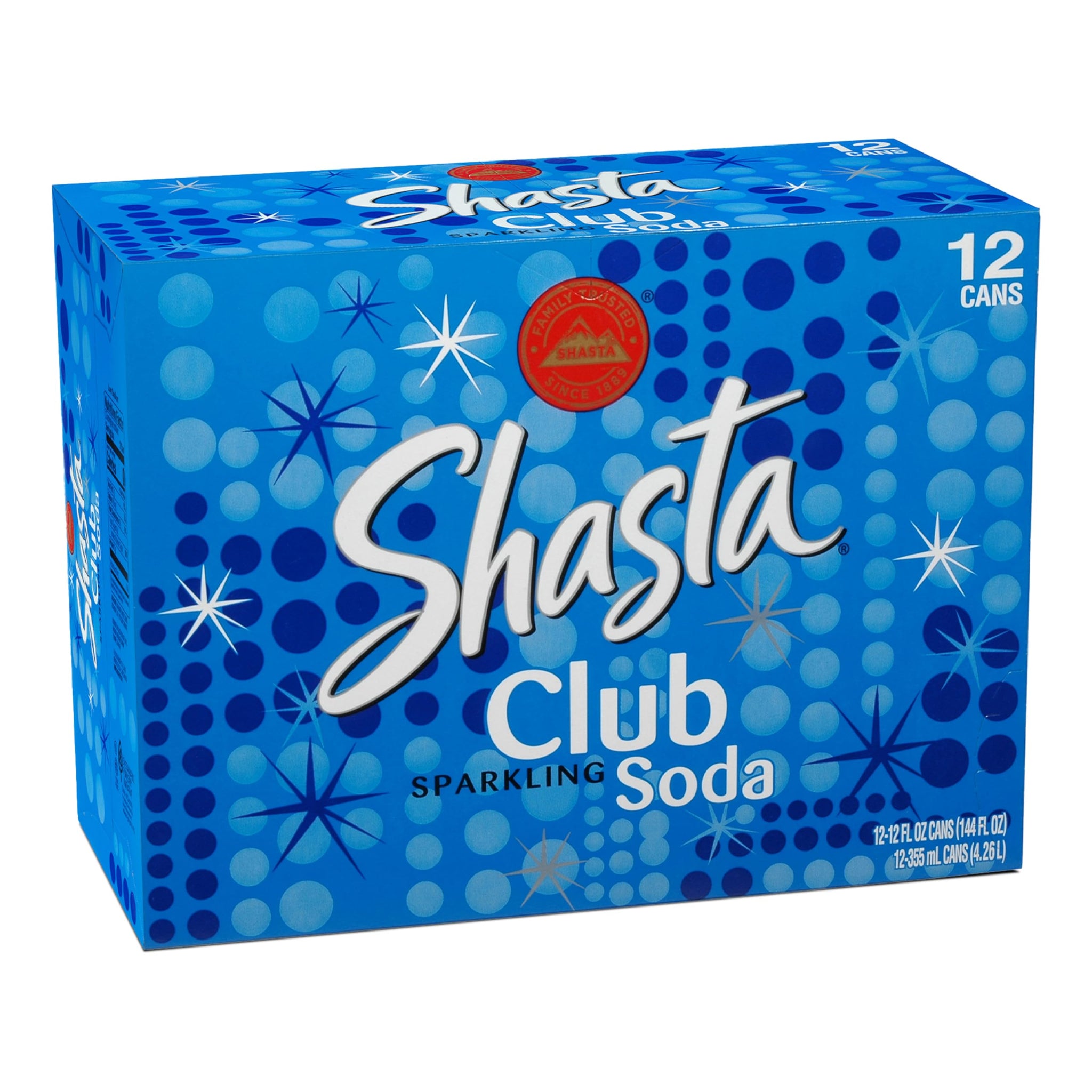 Shasta Club Soda | 12-Pack of 12oz Cans | Crisp & Clean Carbonated Mixer | No Sugar, No Caffeine | Perfect for Cocktails or Sipping Straight