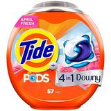 Tide PODS Laundry Detergent Soap with Downy 4-in-1 Stain Remover Freshness Softness Detergent pacs, April Fresh Scent, 57 Count