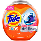 Tide PODS Laundry Detergent Soap with Downy 4-in-1 Stain Remover Freshness Softness Detergent pacs, April Fresh Scent, 57 Count