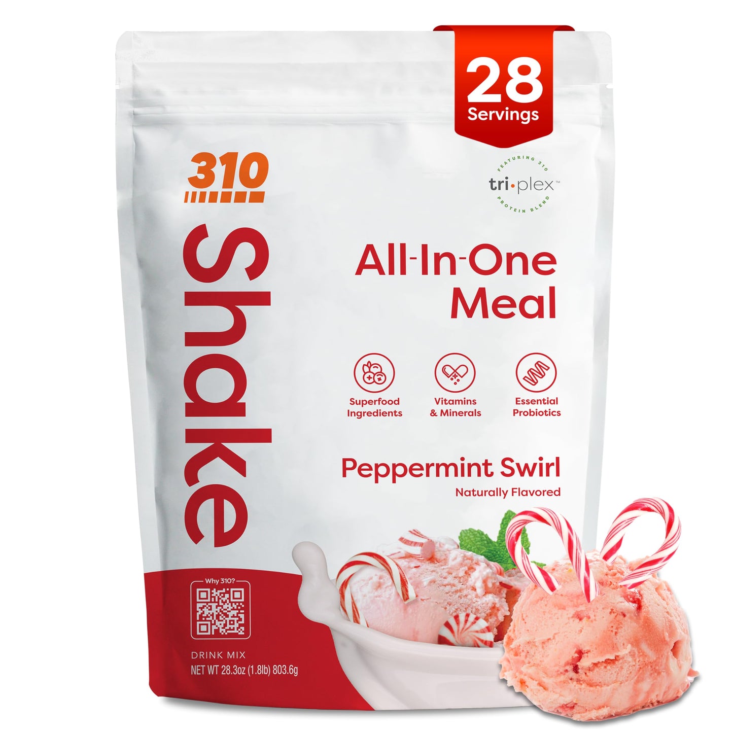 310 Nutrition All-In-One Meal Replacement Shake Powder - Plant-Based Protein Protein Powder with High-Fiber, Probiotics, Digestive Enzymes