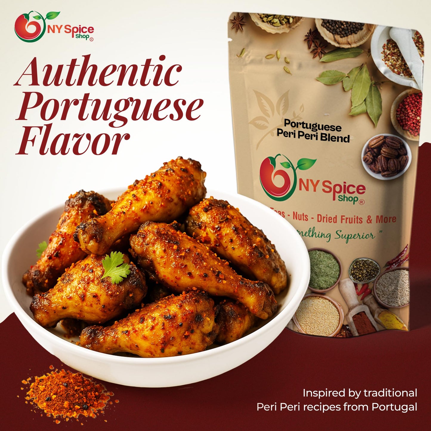 NY Spice Shop Portuguese Peri Peri Seasoning Mix - 8 Ounce Piri Piri Masala Multi Purpose Spice Rub for Grilled Chicken, Beef and Seafood