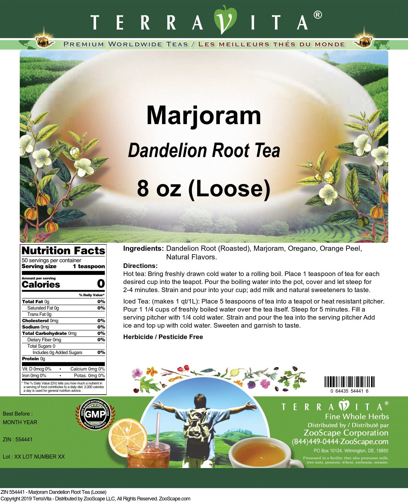 Marjoram Dandelion Root Tea (Loose) (8 oz, ZIN: 554441)