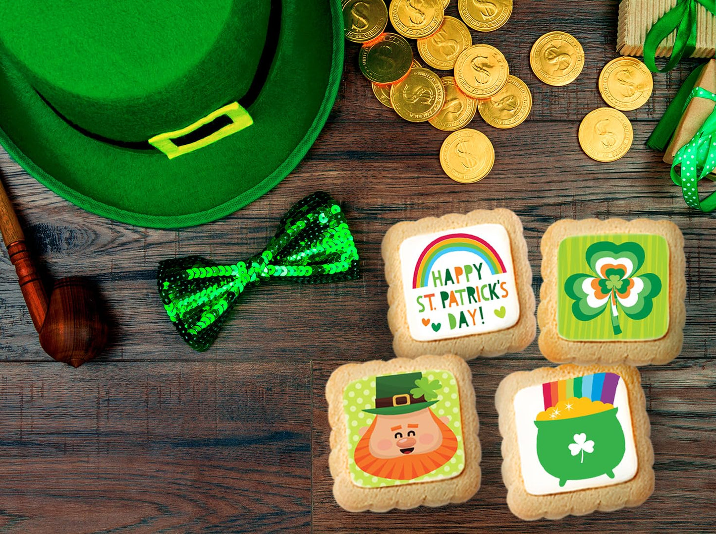 St Patrick Day Cookies 12 Pack Saint Patricks Decorated | INDIVIDUALLY WRAPPED Sugar Cookies | Gift | Nut Free Shamrock Pot of Gold Irish Leprechaun
