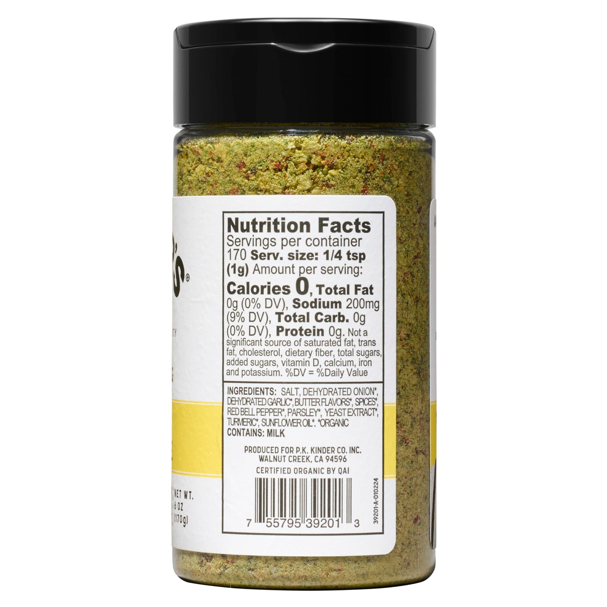 Kinder's Organic Buttery Steakhouse Seasoning, 6 Oz, Garlic, Butter and Pepper Blend, USDA Certified Organic, MSG Free, Great on Beef, Chicken