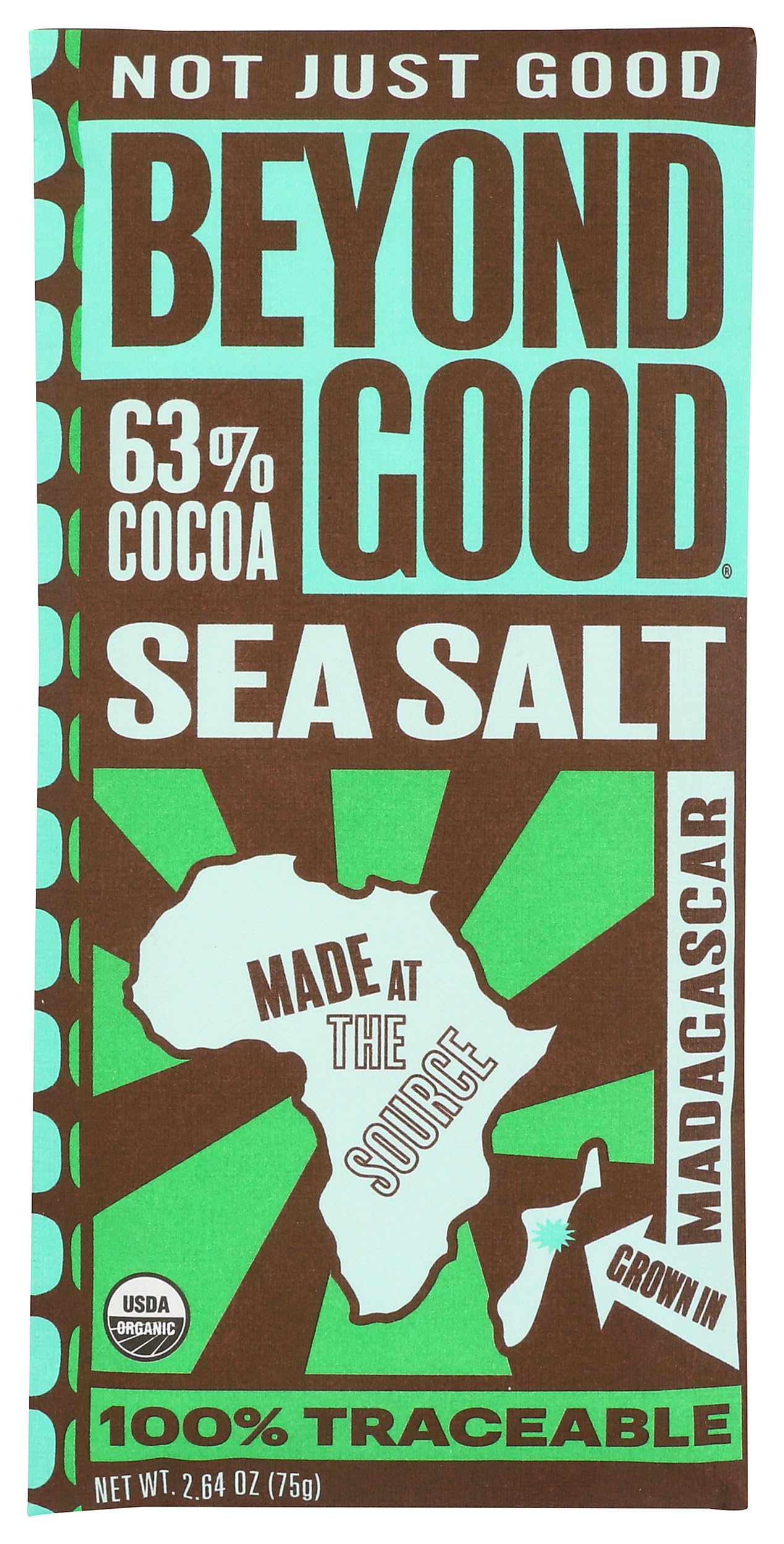 Beyond Good Organic 63% Chocolate With Sea Salt And Nibs, 2.64 OZ