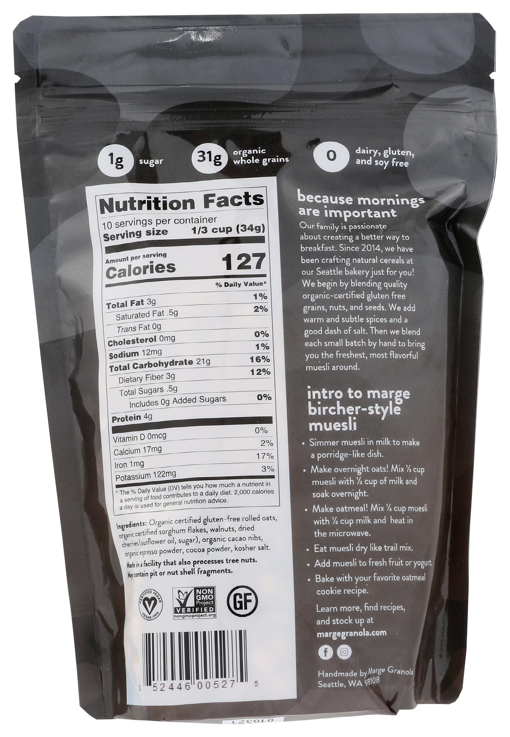Marge Granola, Muesli Georgetown Coffee Nib, 12 Ounce