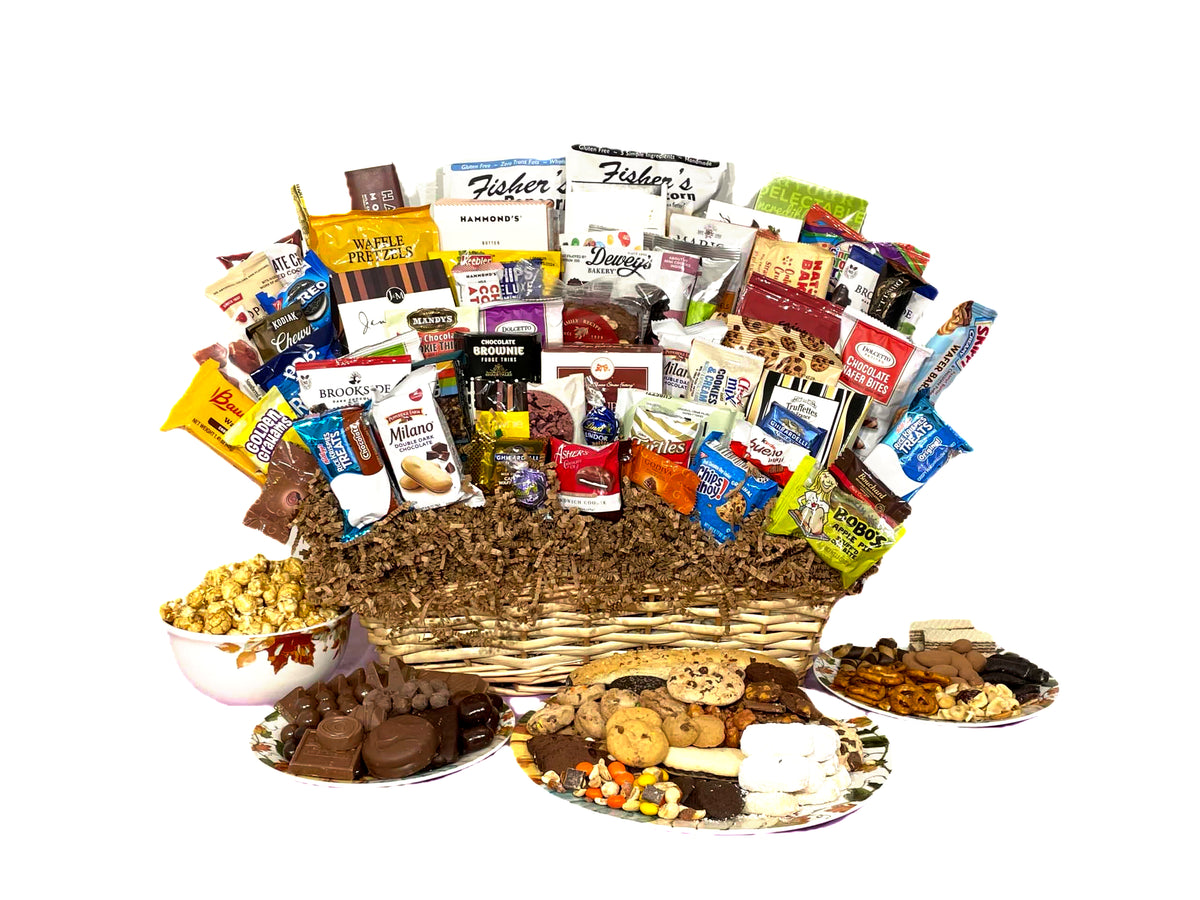 Fall Themed Gourmet Gift Basket filled cookies, candy, snacks Hand-Crafted and Customizable with a huge double bow. (Standard)