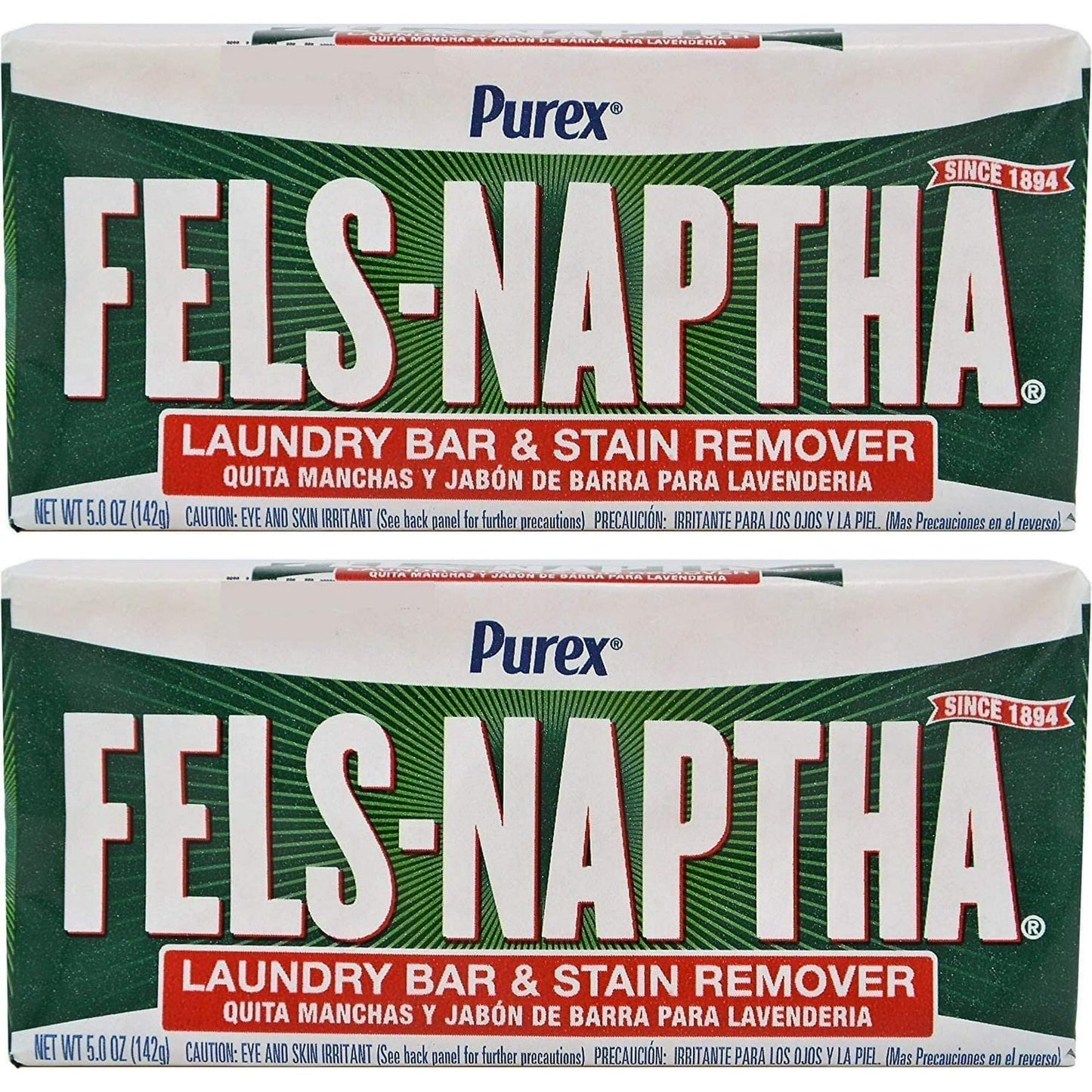 2 pack of Laundry Bar & Stain Remover & Pre-Treater, 5.0 OzFeIs-Napta