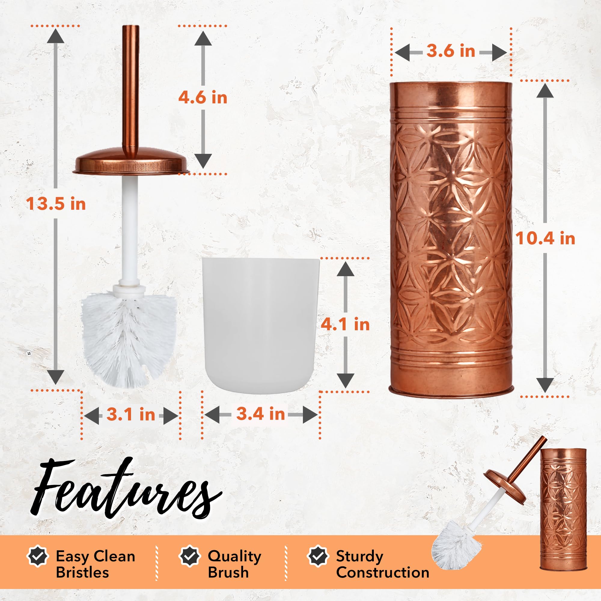 Autumn Alley Toilet Bowl Brush and Holder Copper Bathroom Accessories, Bathroom Toilet Brush for Modern Farmhouse Bathroom Decor, Standing Toilet Bowl