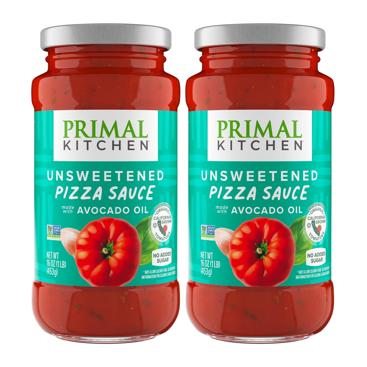 Primal Kitchen Unsweetened Red Pizza Sauce, No Added Sugar, Made with Avocado Oil, 2-Pack
