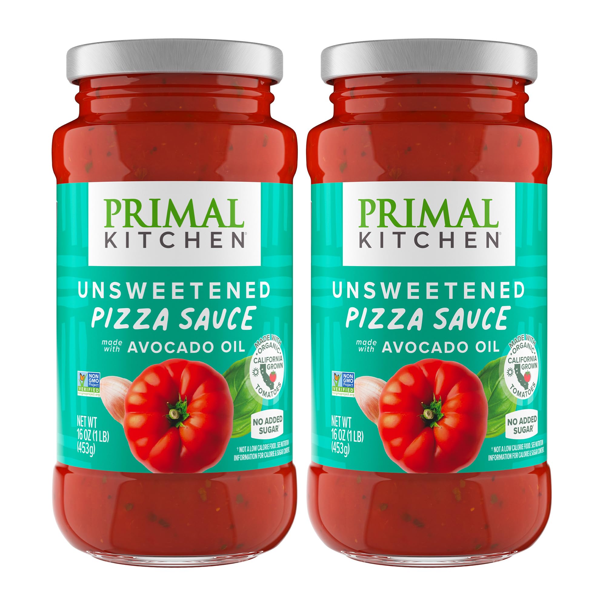 Primal Kitchen Unsweetened Red Pizza Sauce, No Added Sugar, Made with Avocado Oil, 2-Pack