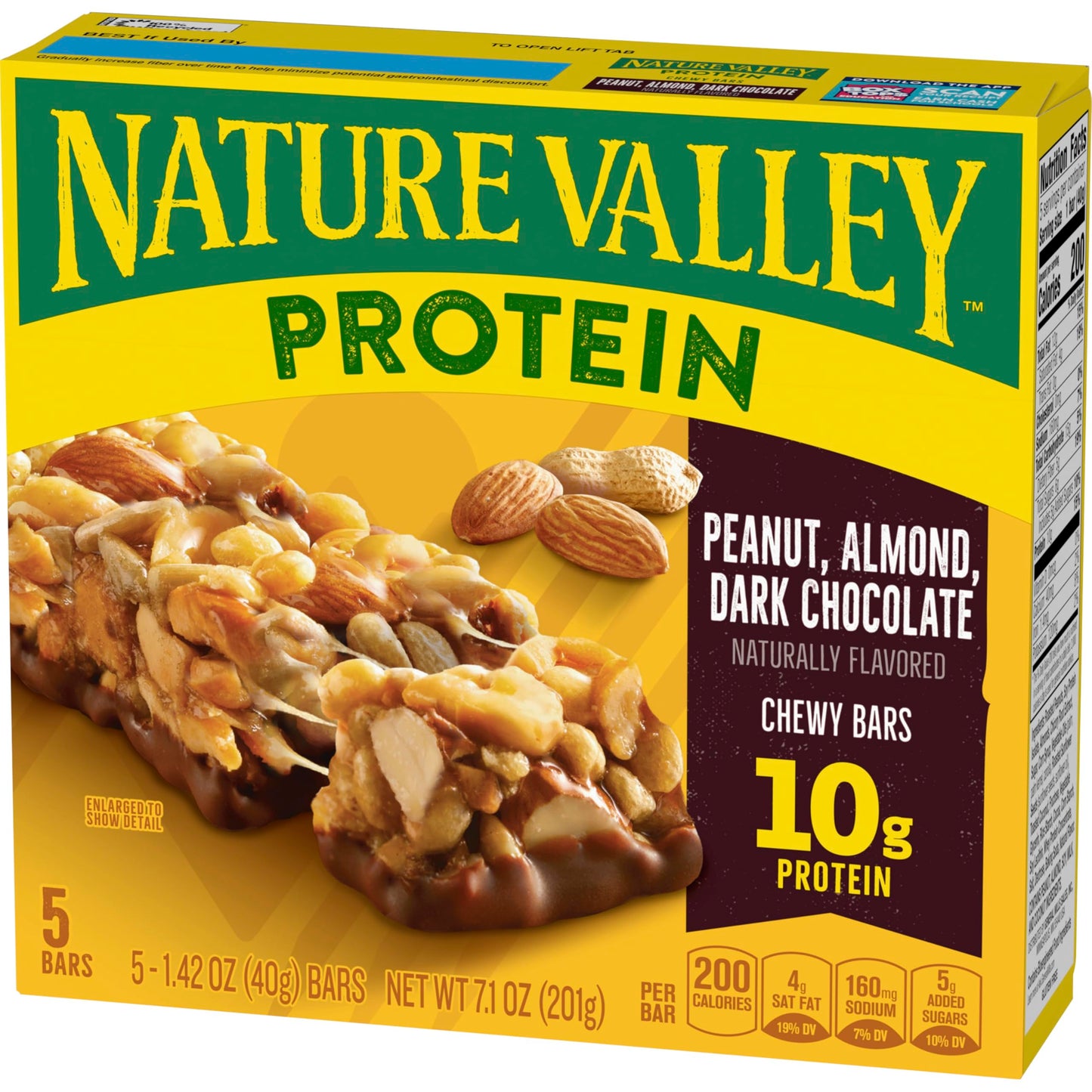 Nature Valley Chewy Protein Granola Bars, Peanut Almond Dark Chocolate, 5 Bars, 7.1 OZ