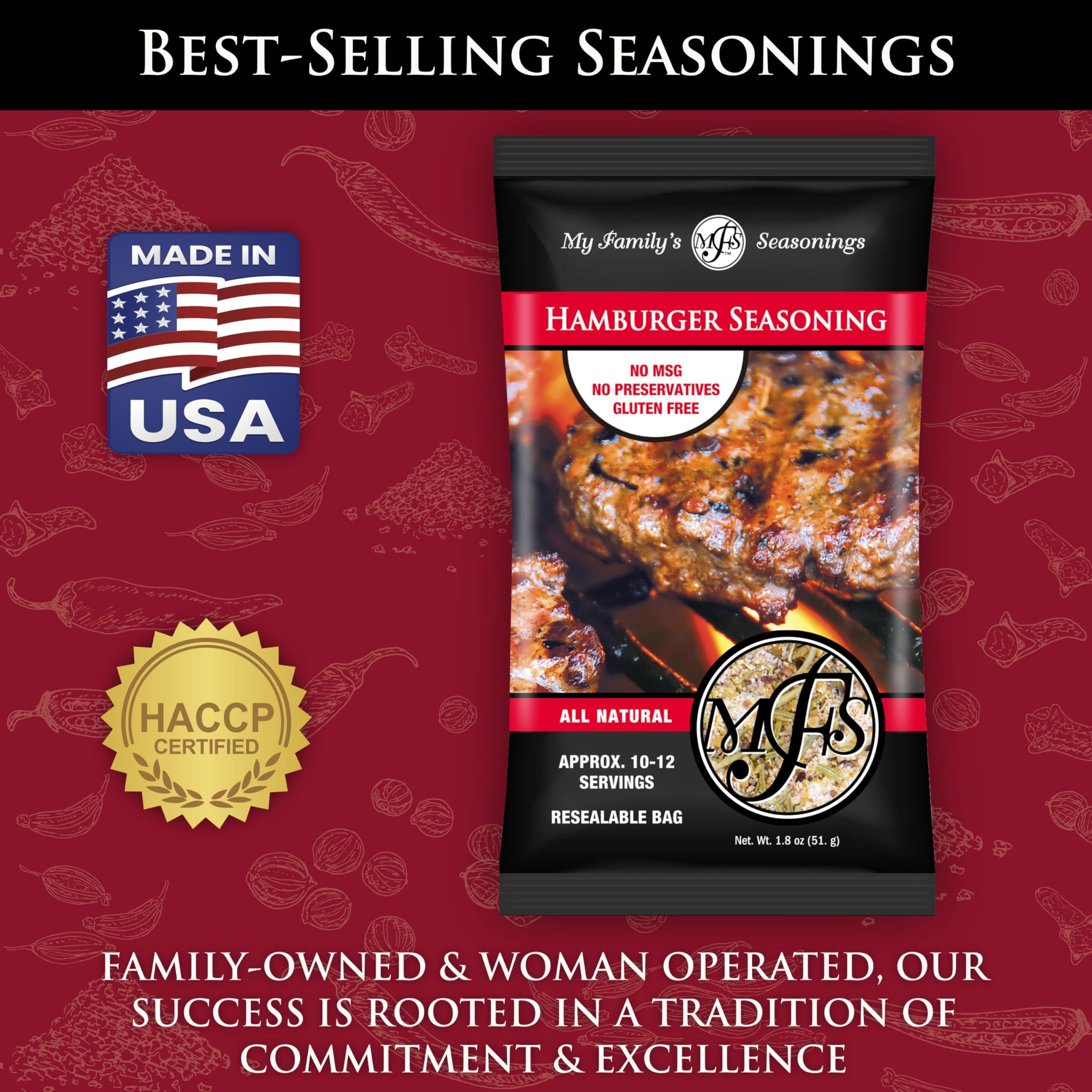 My Family's Seasonings, Inc Hamburger, 1.8 Ounce (Pack of 1)