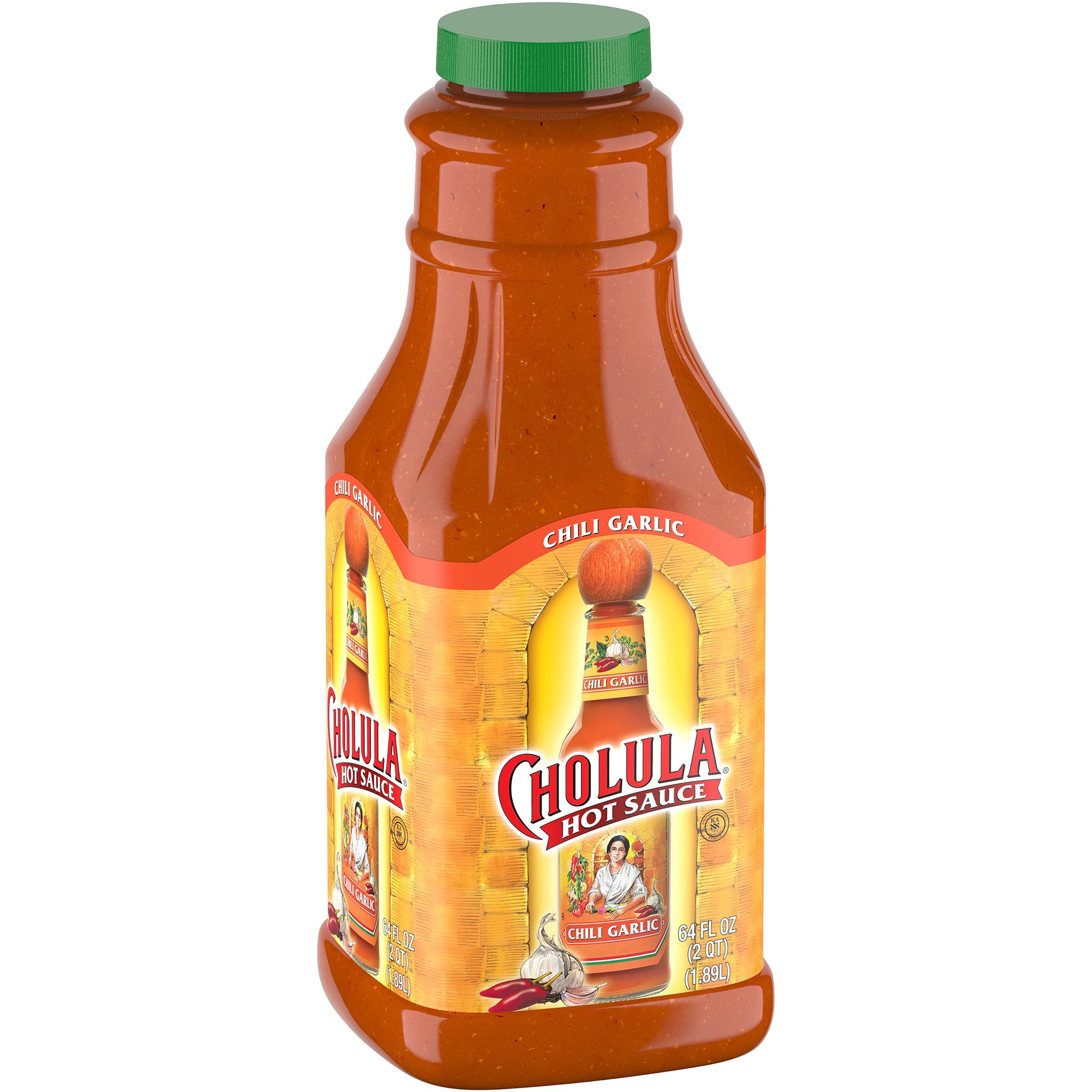 Cholula Chili Garlic Hot Sauce, 64 fl oz - One 64 Fluid Ounce Bulk Container of Chili Garlic Hot Sauce with Mexican Peppers, Garlic and Signature