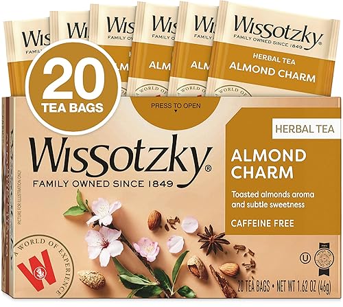 Wissotzky Almond Charm Herbal Tea Bags, 20 Tea Bags | Caffeine Free | “AKA Chemdat Hashaked” | Delicious Aroma