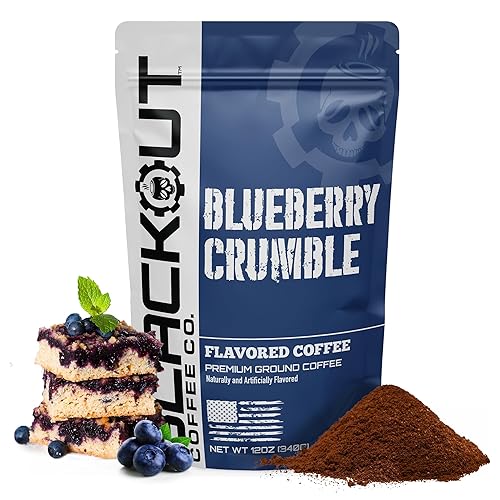 Blackout Coffee Blueberry Crumble Flavored Ground Coffee - Medium Roast, Smooth Taste, Guilt-Free Indulgence - Freshly Roasted 12oz Bag