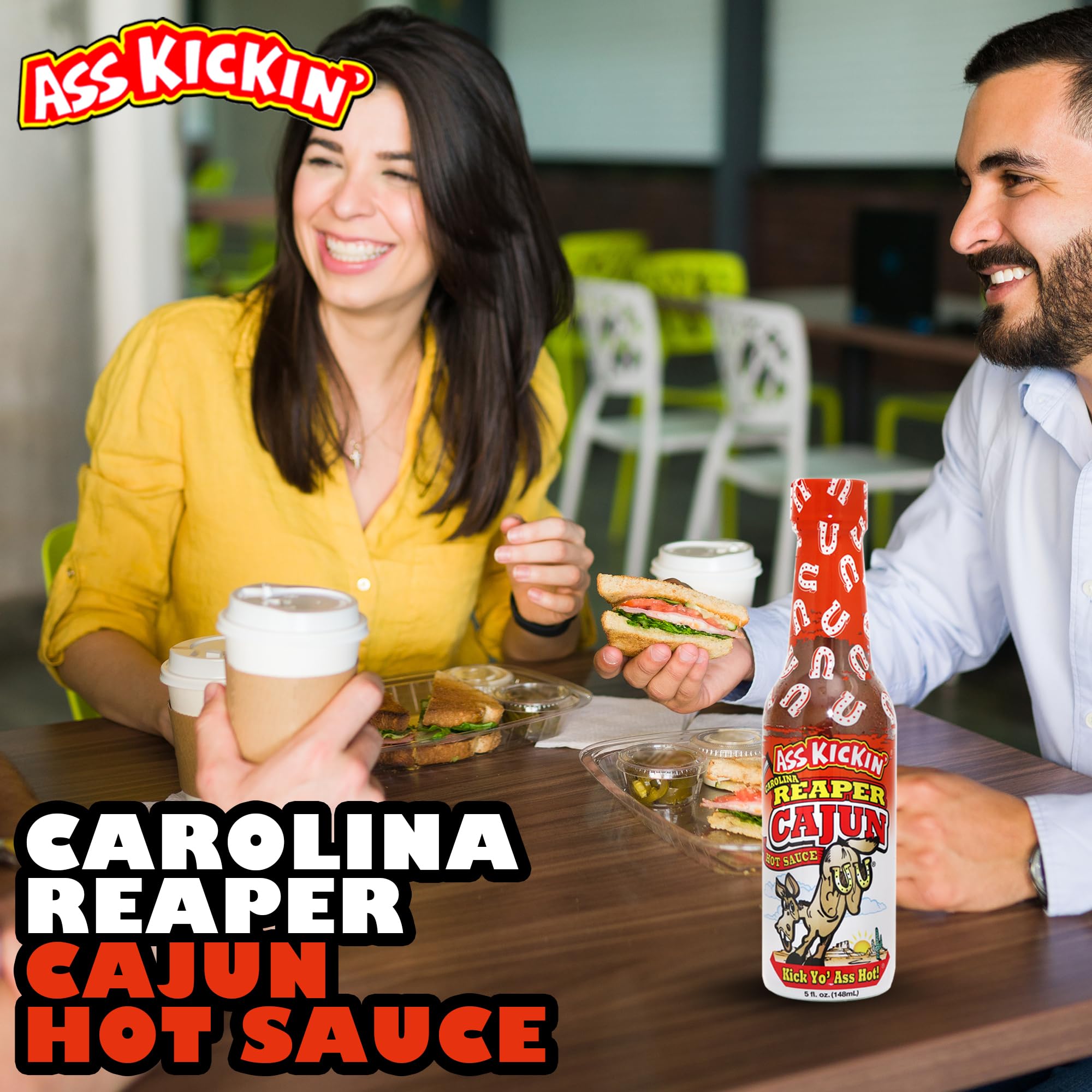 Ass Kickin’ Carolina Reaper Cajun Hot Sauce (5 oz) - Bold Cajun Seasoning & Carolina Reaper Blend - Extreme Heat Gourmet Hot Sauce for Wings, Gumbo